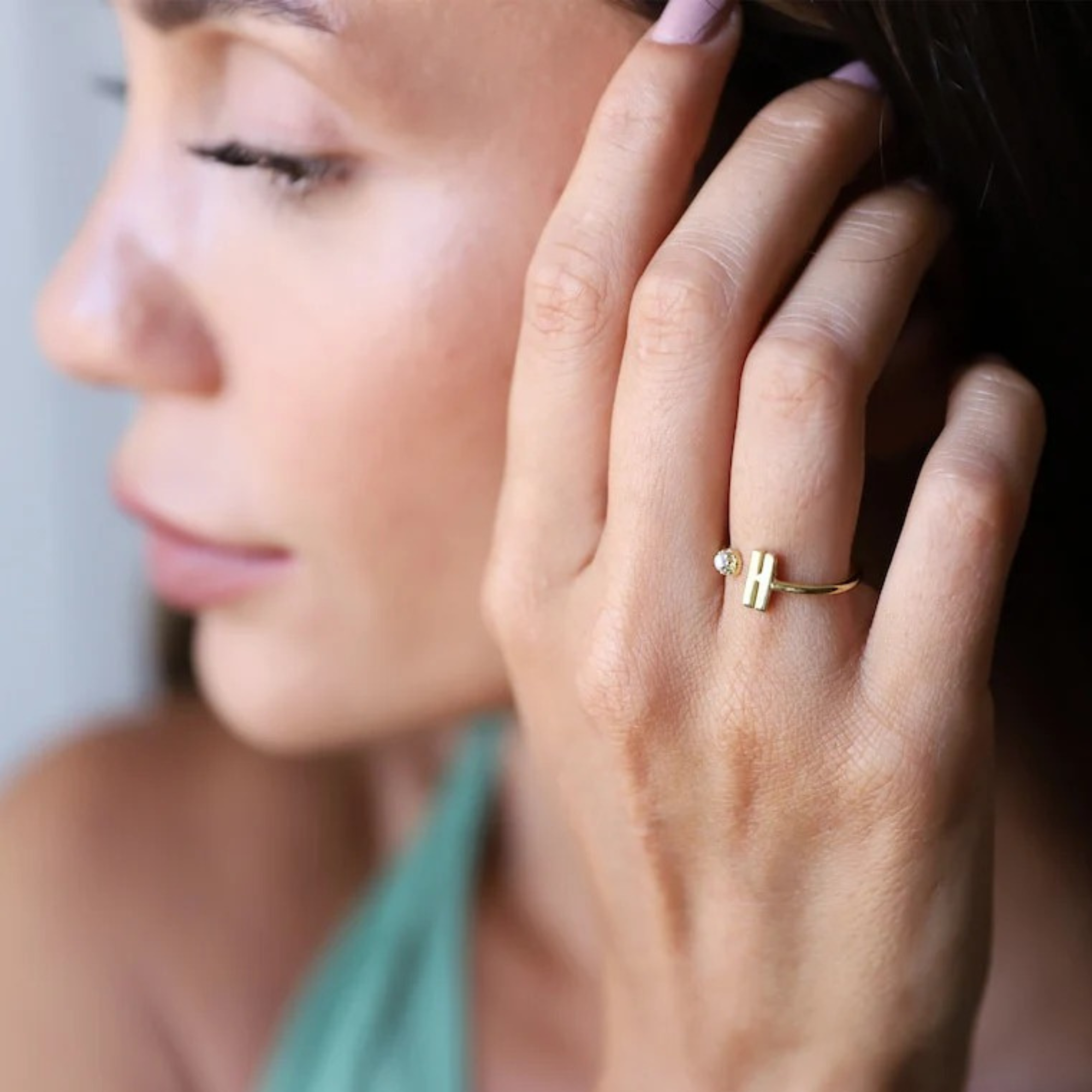Zoe Initial Birthstone Ring