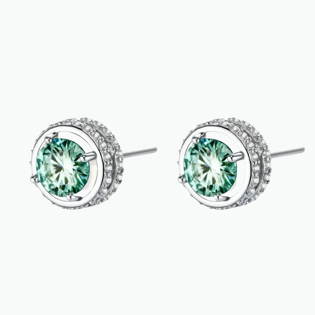 Heirloom Emerald Spark Halo Studs