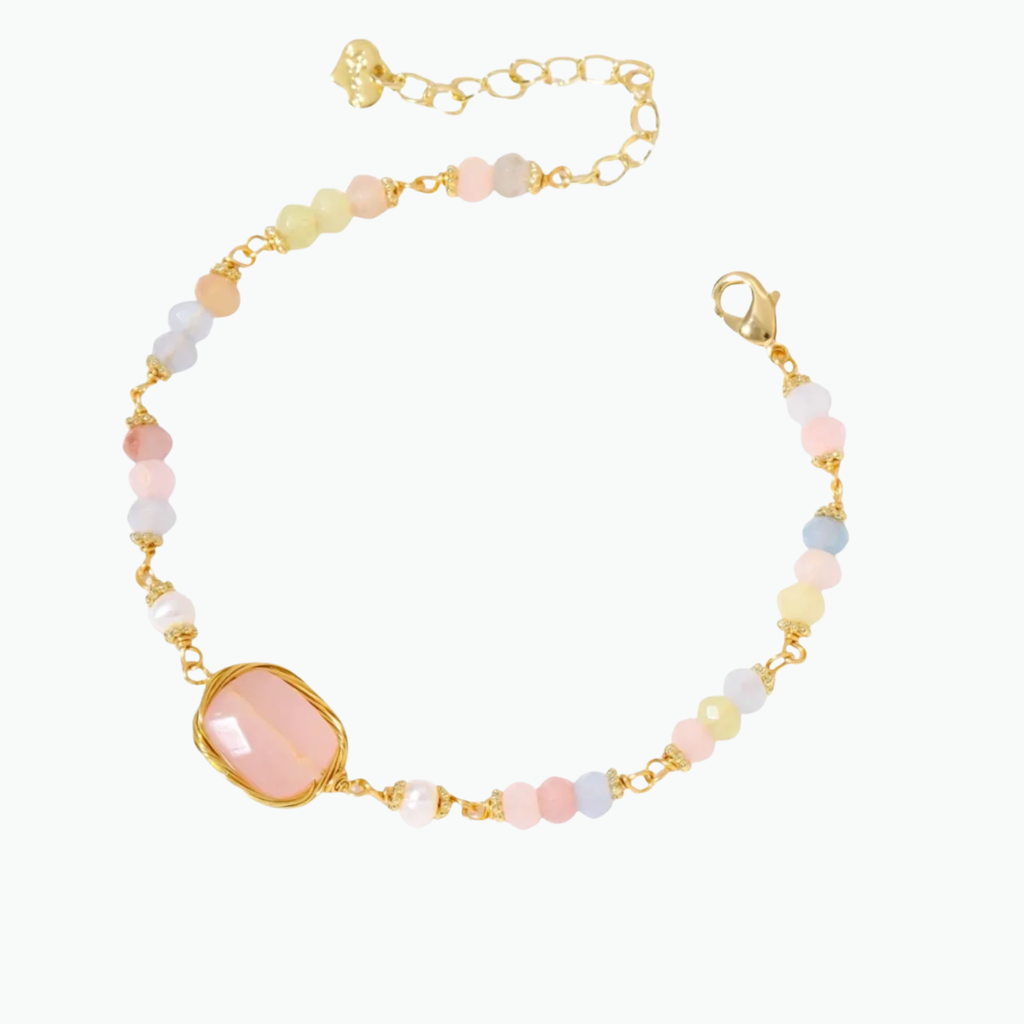 Rose Quartz and Pearl Garden Bracelet