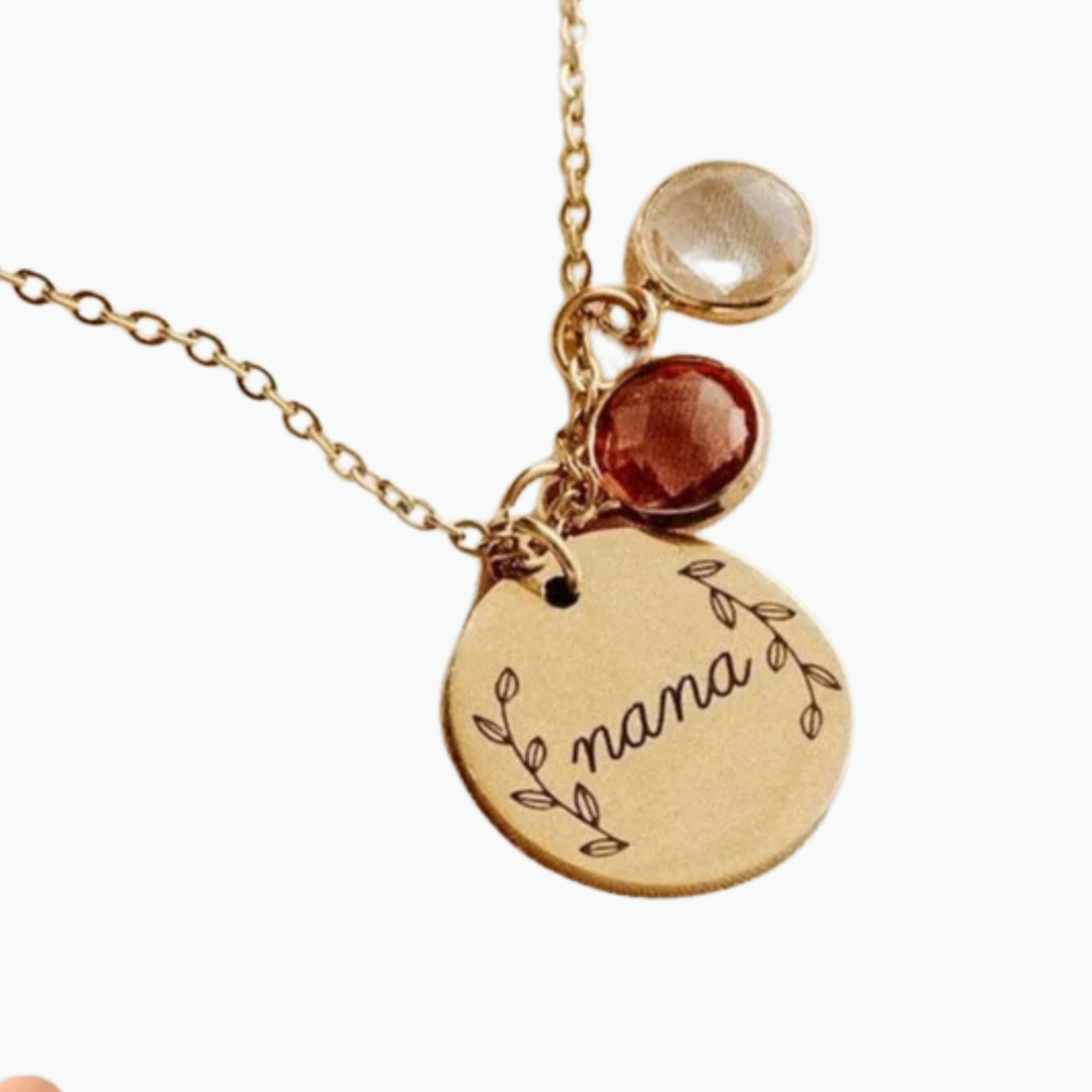 Custom Engraved Birthstone Disc Necklace