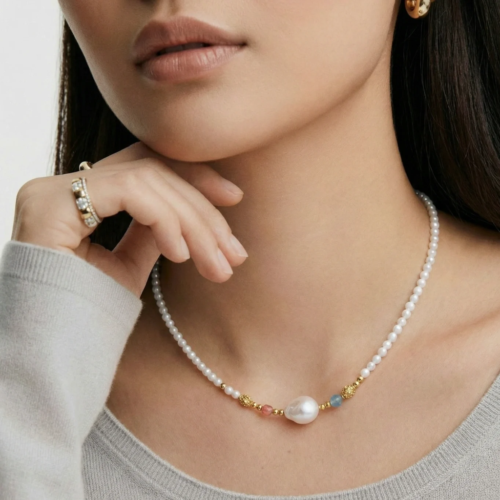 Heirloom Pearl  & Vermeil Garden Necklace