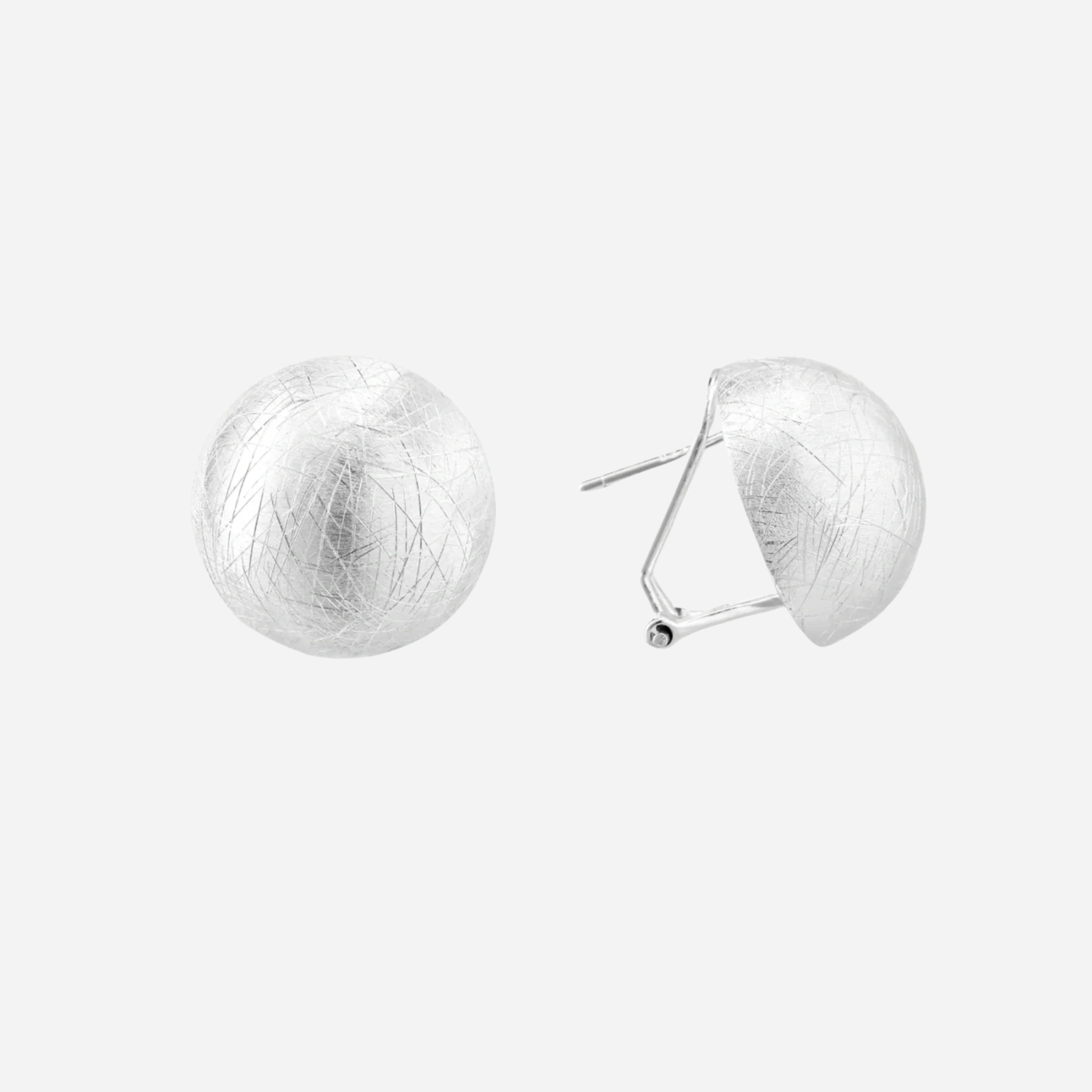 Heirloom Brushed Sterling Silver Dome Earrings