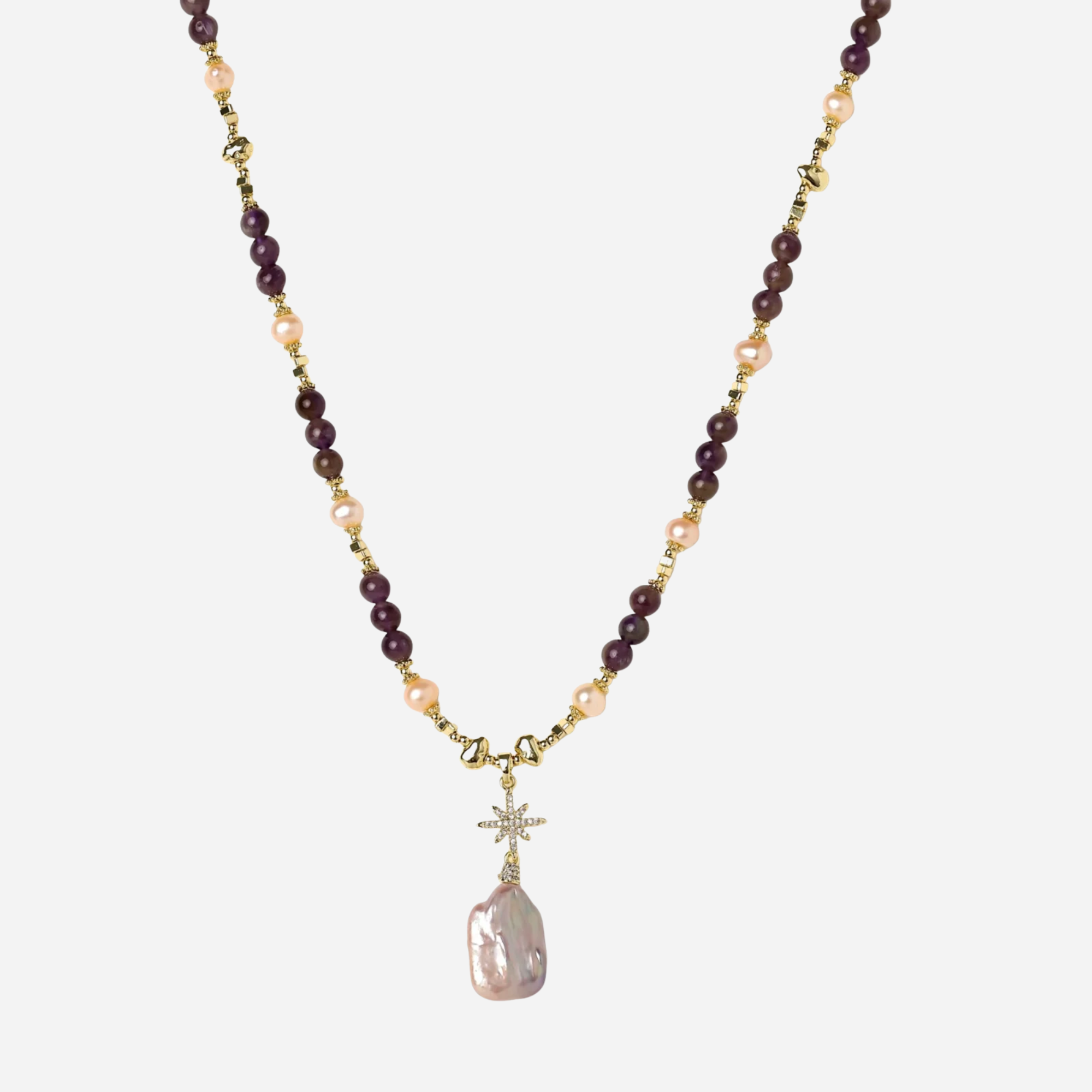 Eco-Chic Amethyst Pearl Necklace