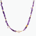 Authentic Amethyst. Pearl  and Sterling Silver Necklace
