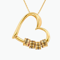 Enchanting Heart Necklace With Engraved Beads in Gold Vermeil