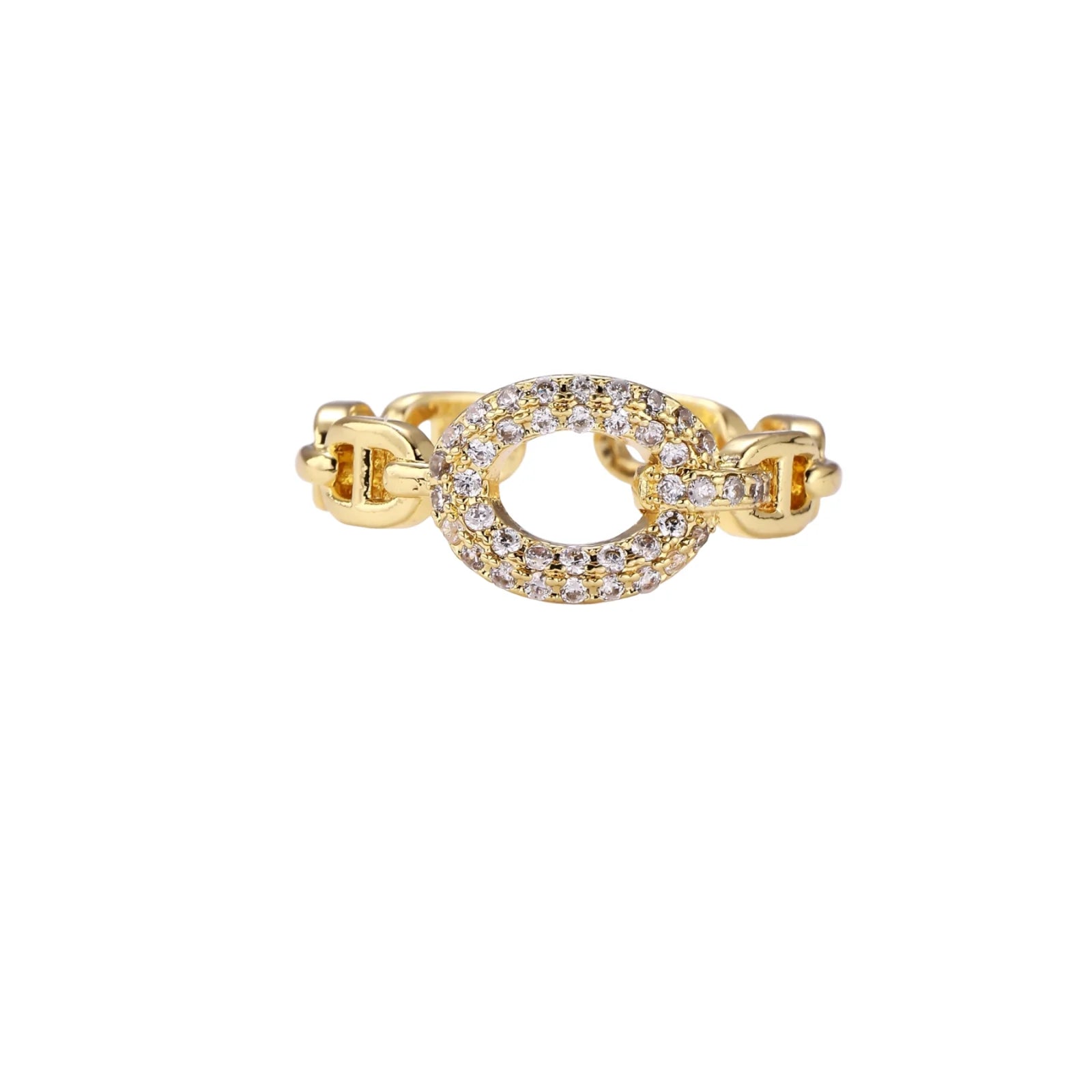 Golden Chain Pavé Statement Ring