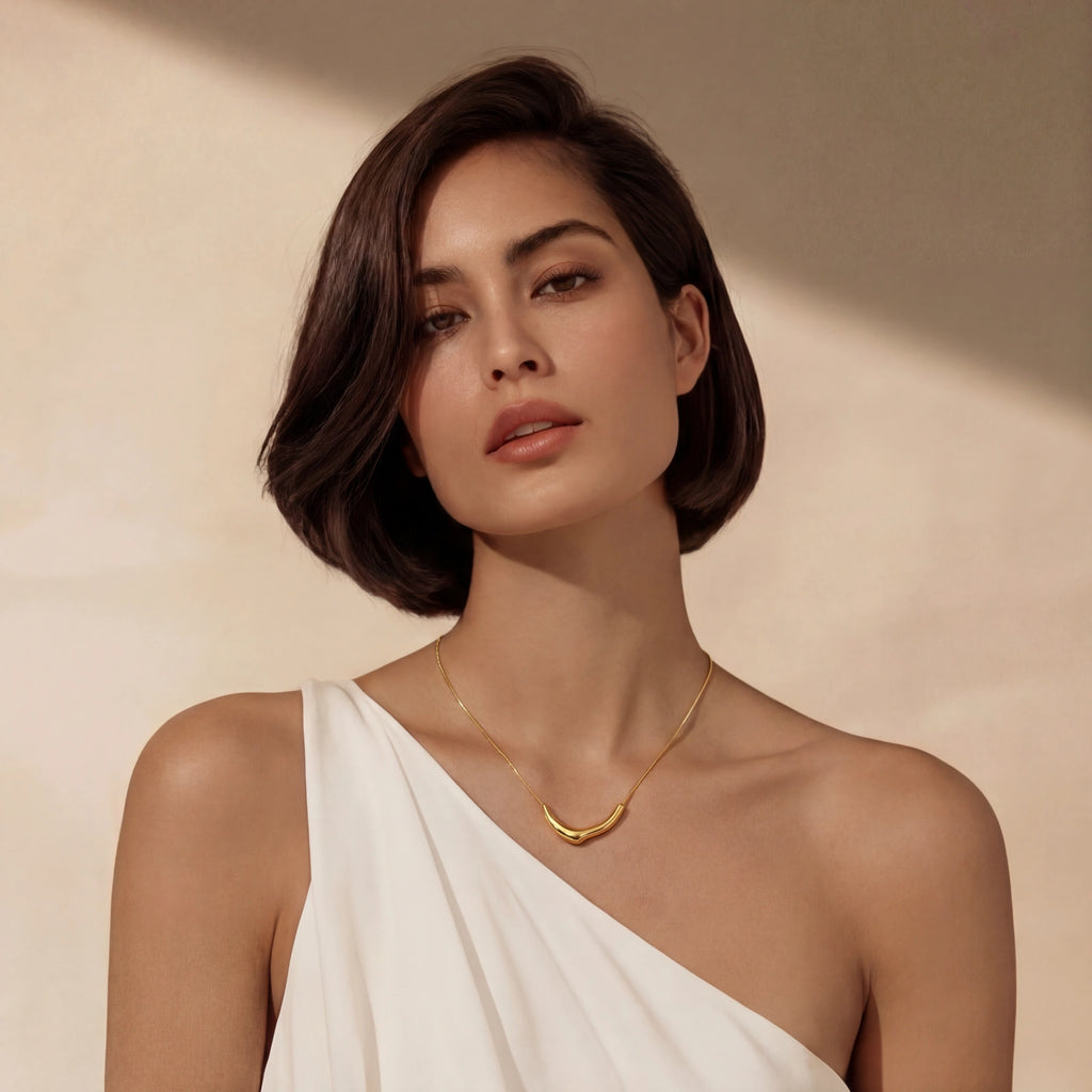 Liquid Love Curve Gold Vermeil Statement Necklace