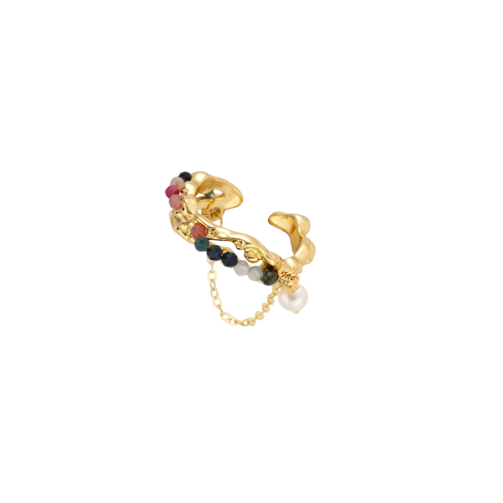 Baroque Pearl 18K Gold Aurora Chain Ring