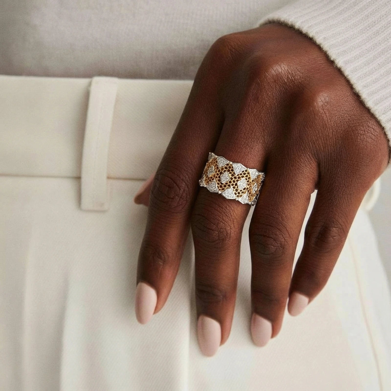 Eco-Chic Honeycomb Crystal Power Ring