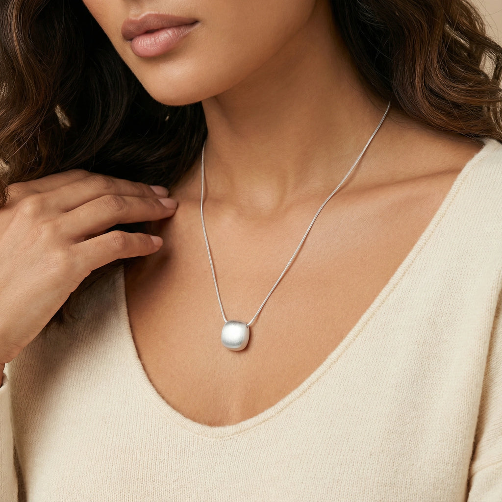 Heirloom Brushed Sterling Silver Disc Necklace