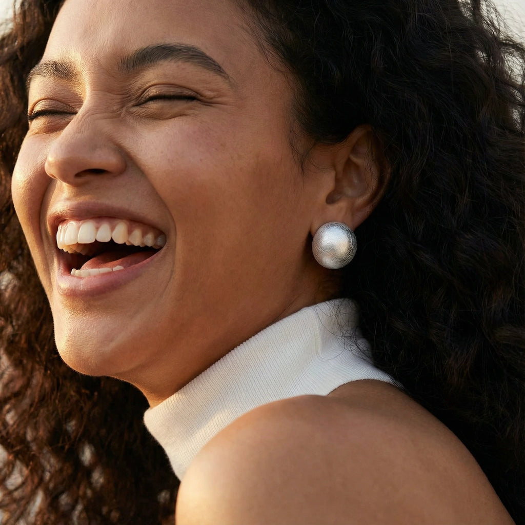 Heirloom Brushed Sterling Silver Dome Earrings