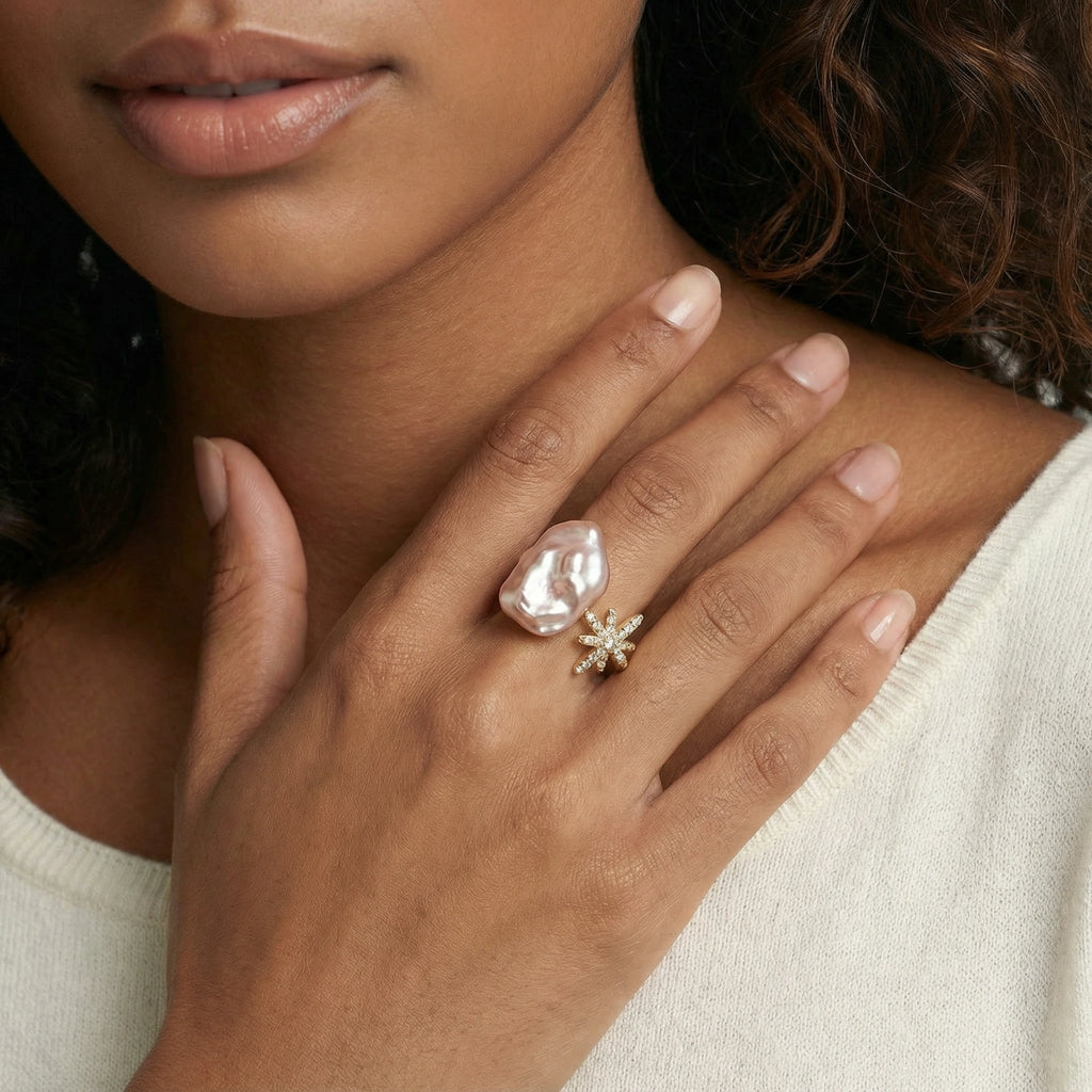 Eco-chic Baroque Pearl 14K Gold Dream Ring