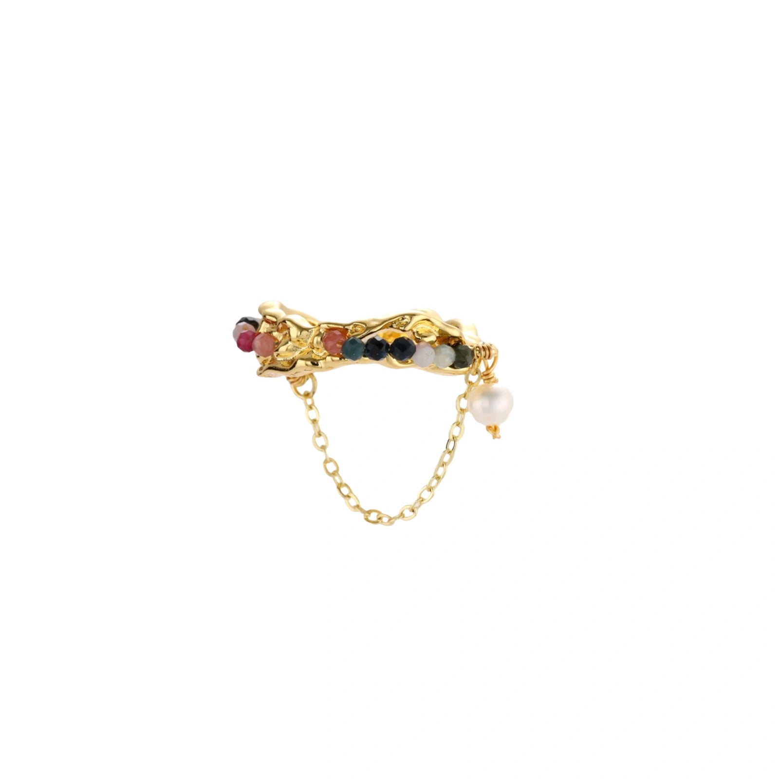 Baroque Pearl 18K Gold Aurora Chain Ring