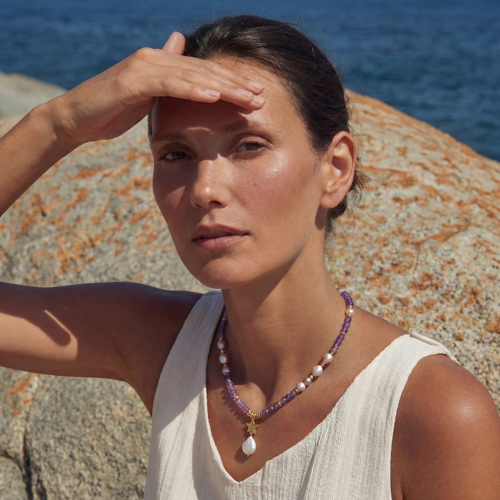 Eco-Chic Amethyst Pearl Necklace