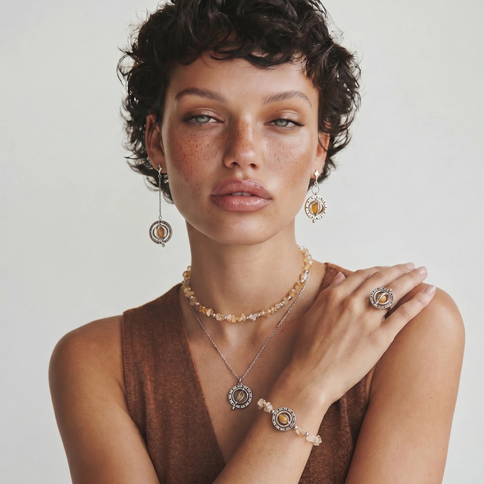 Boho Asymmetric Earrings in Sterling Silver