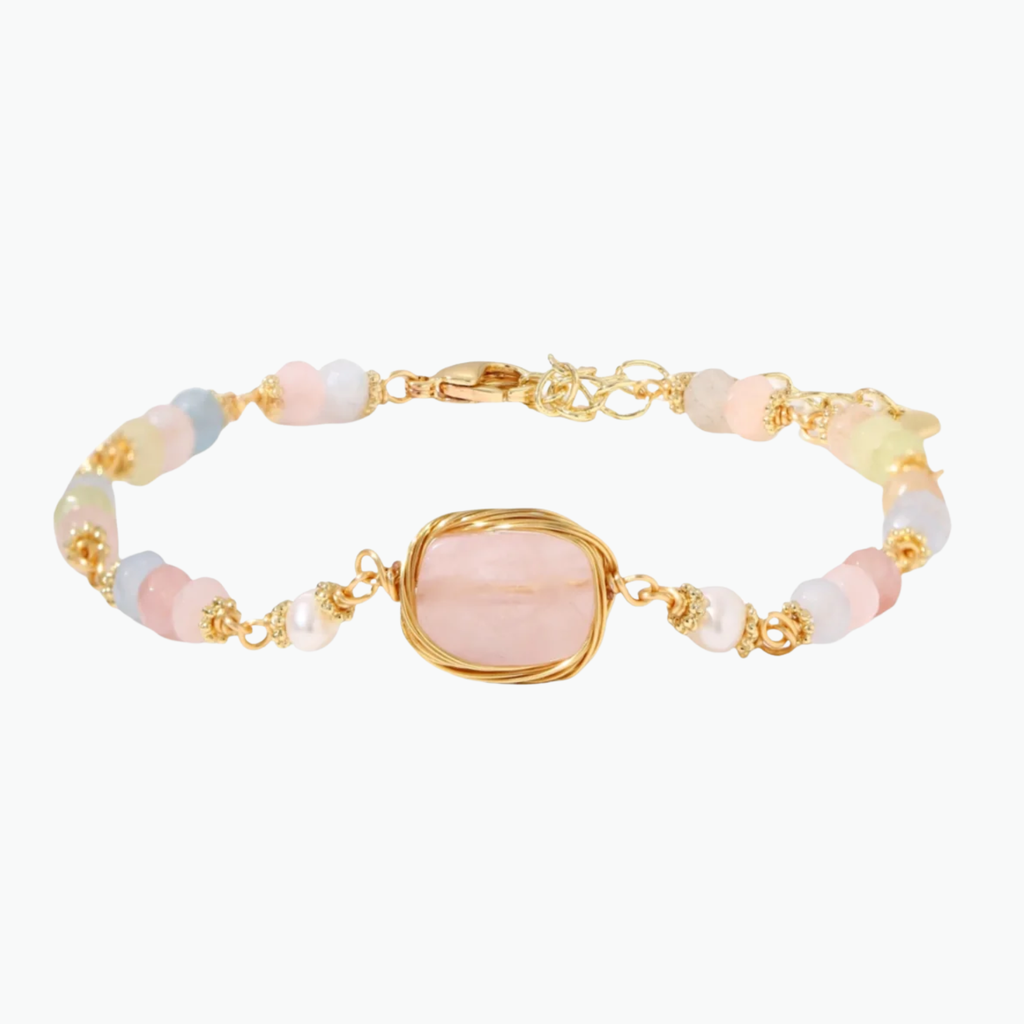 Rose Quartz and Pearl Garden Bracelet