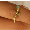 Birth Flower & Birthstone Drop Earrings