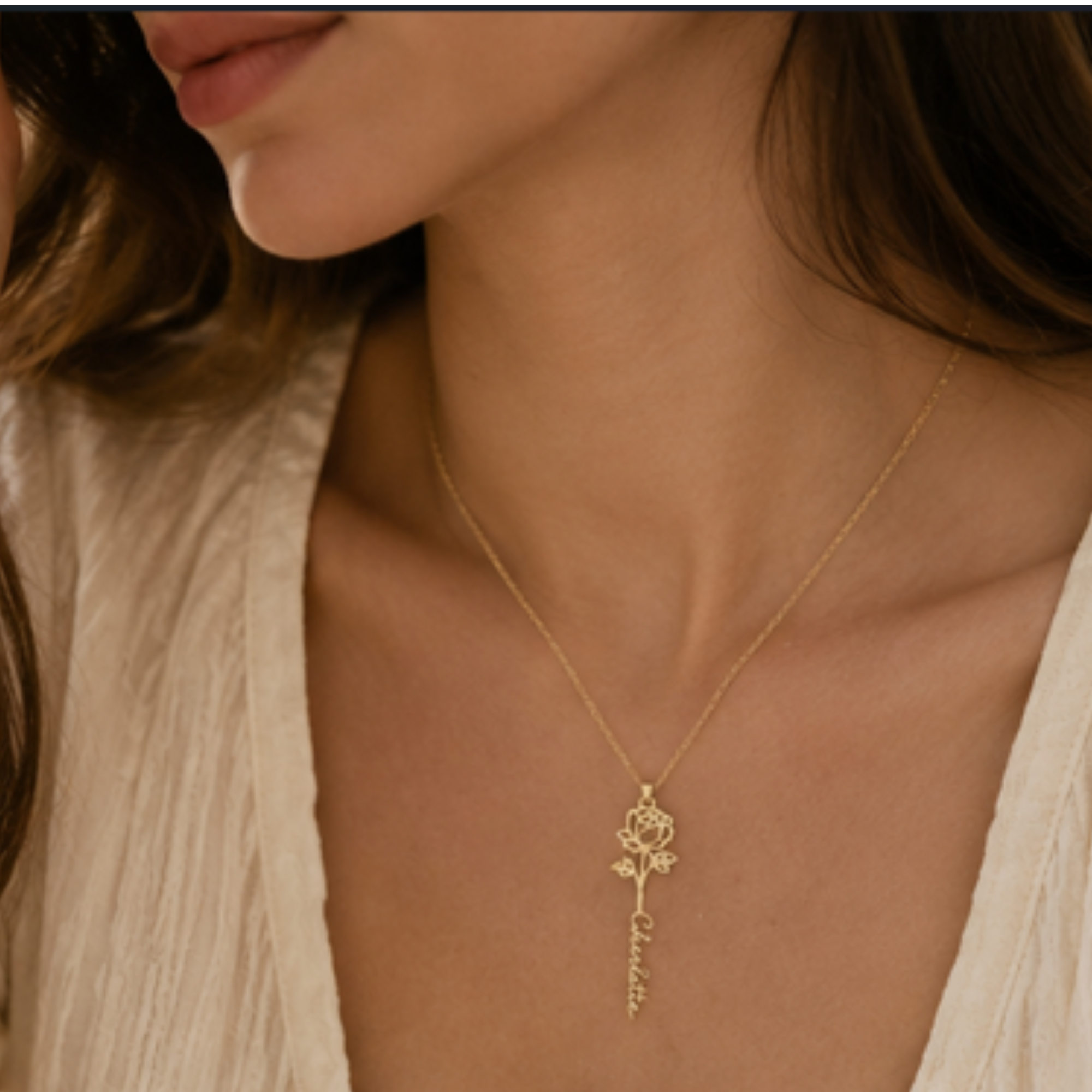 The Everly Birth Flower Name Necklace
