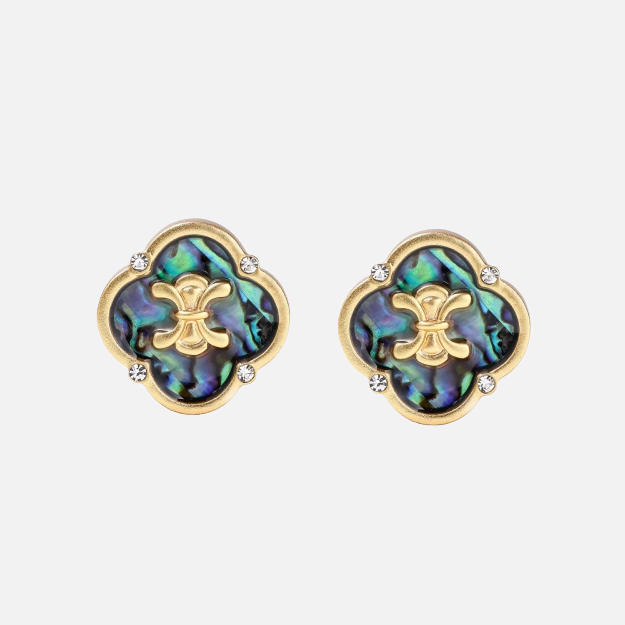 Abalone Shell New Orleans Inspired Fleur- de- lis Studs