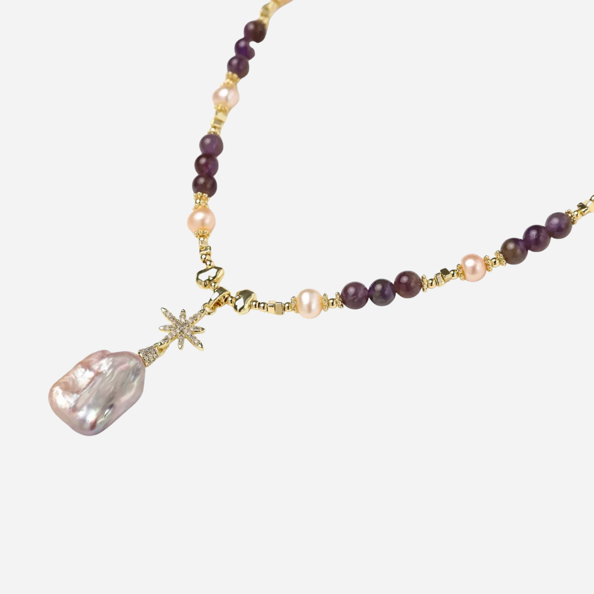 Eco-Chic Amethyst Pearl Necklace