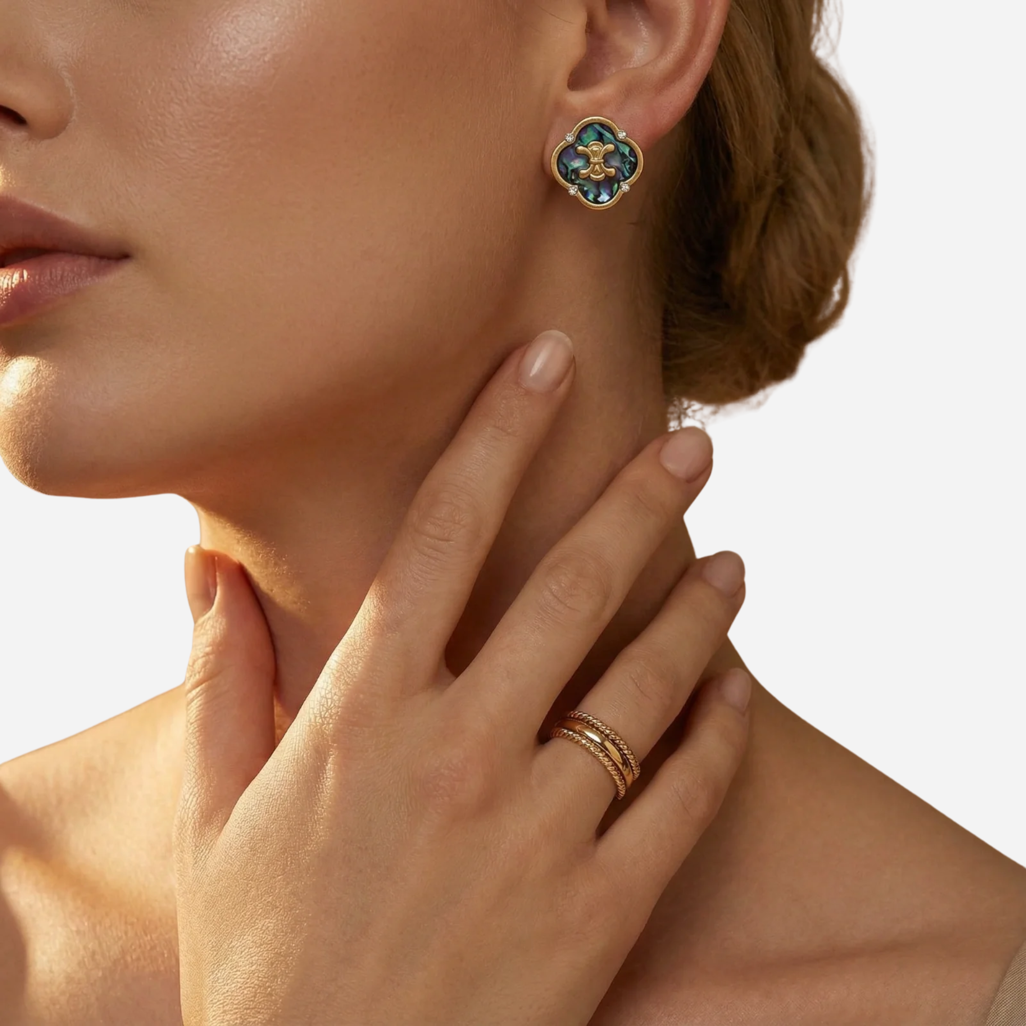 Abalone Shell New Orleans Inspired Fleur- de- lis Studs