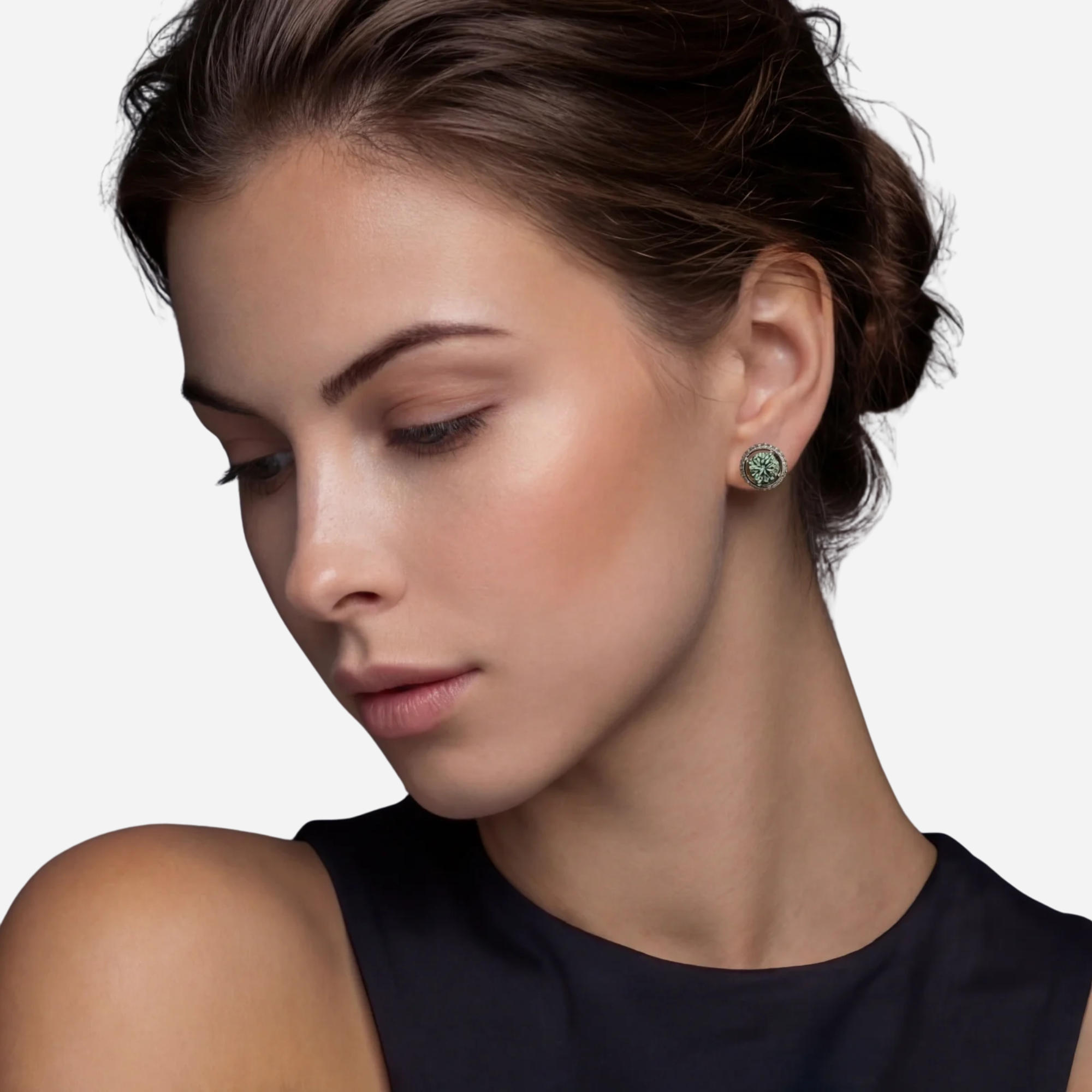 Heirloom Emerald Spark Halo Studs