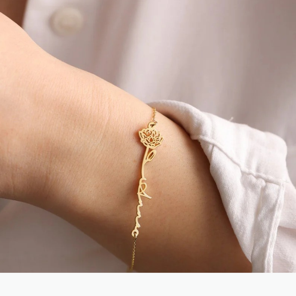 Birth Flower Name Bracelet