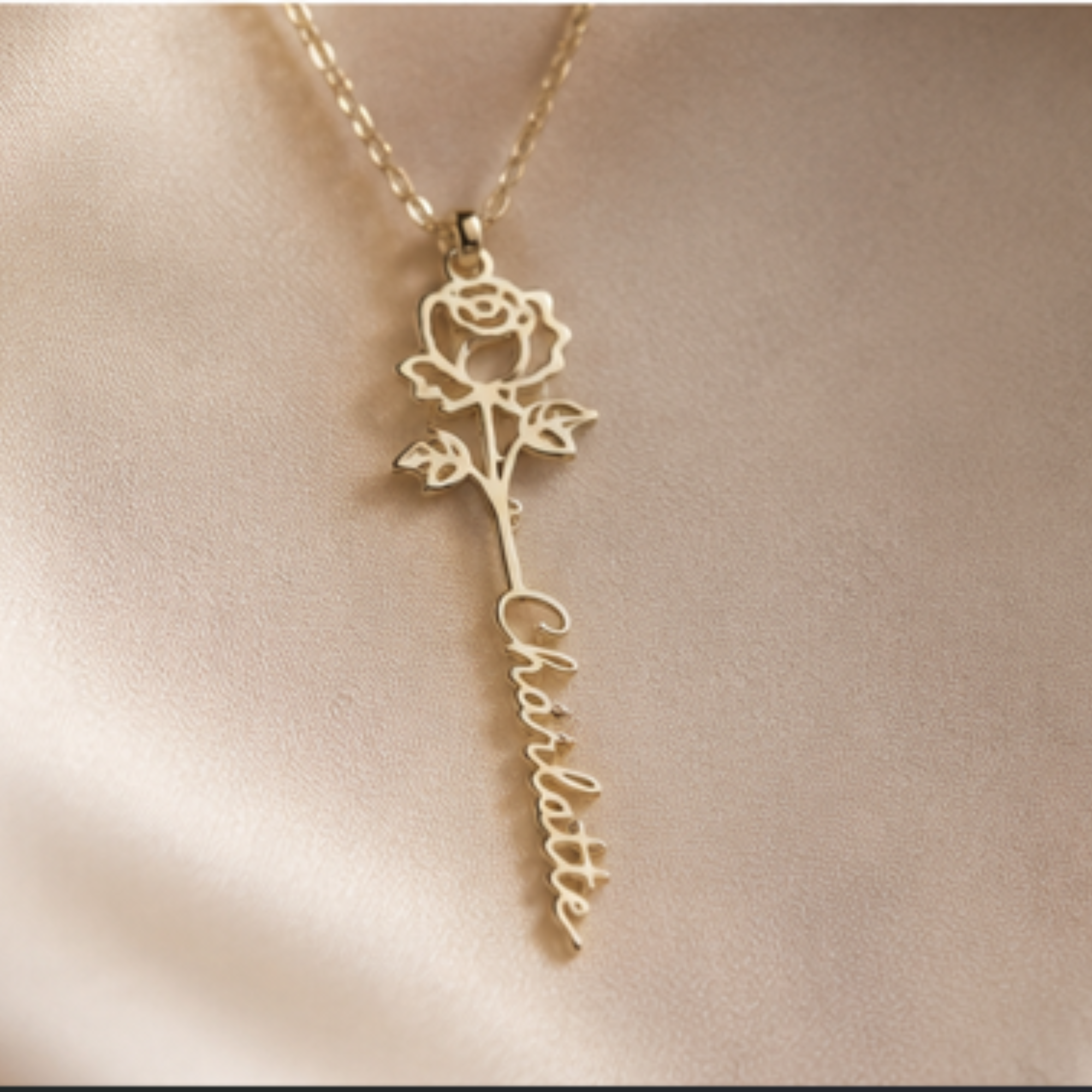 The Everly Birth Flower Name Necklace