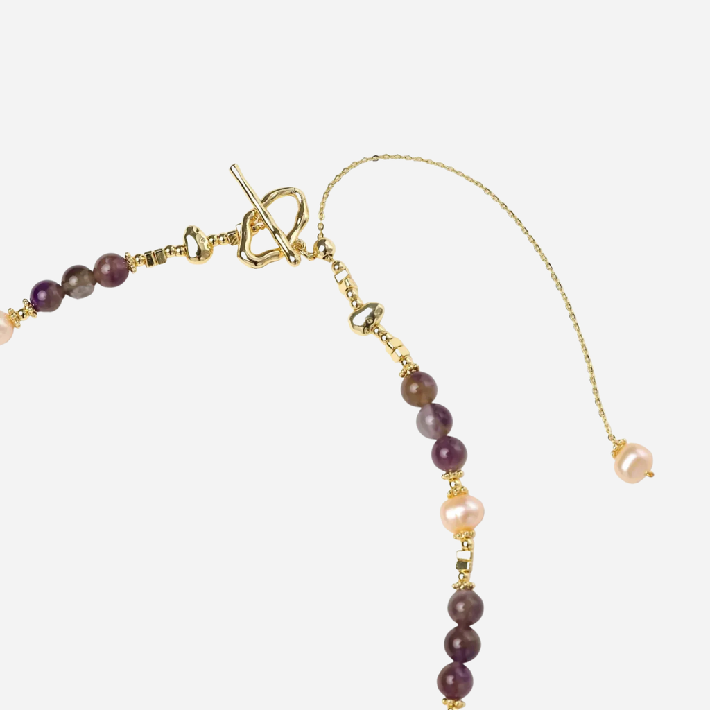 Eco-Chic Amethyst Pearl Necklace