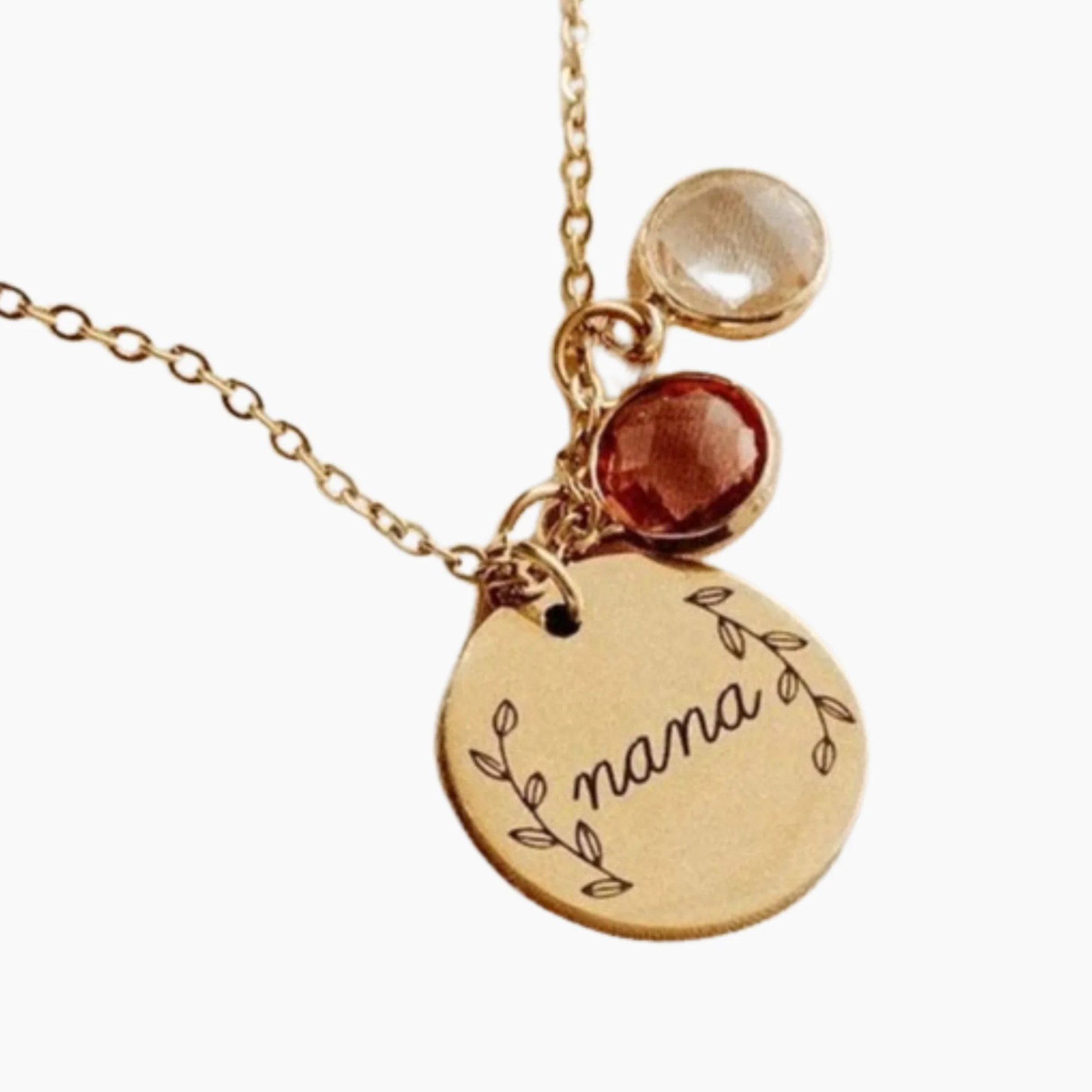 Personalized Birthstone Disc Necklace with Engraved Name