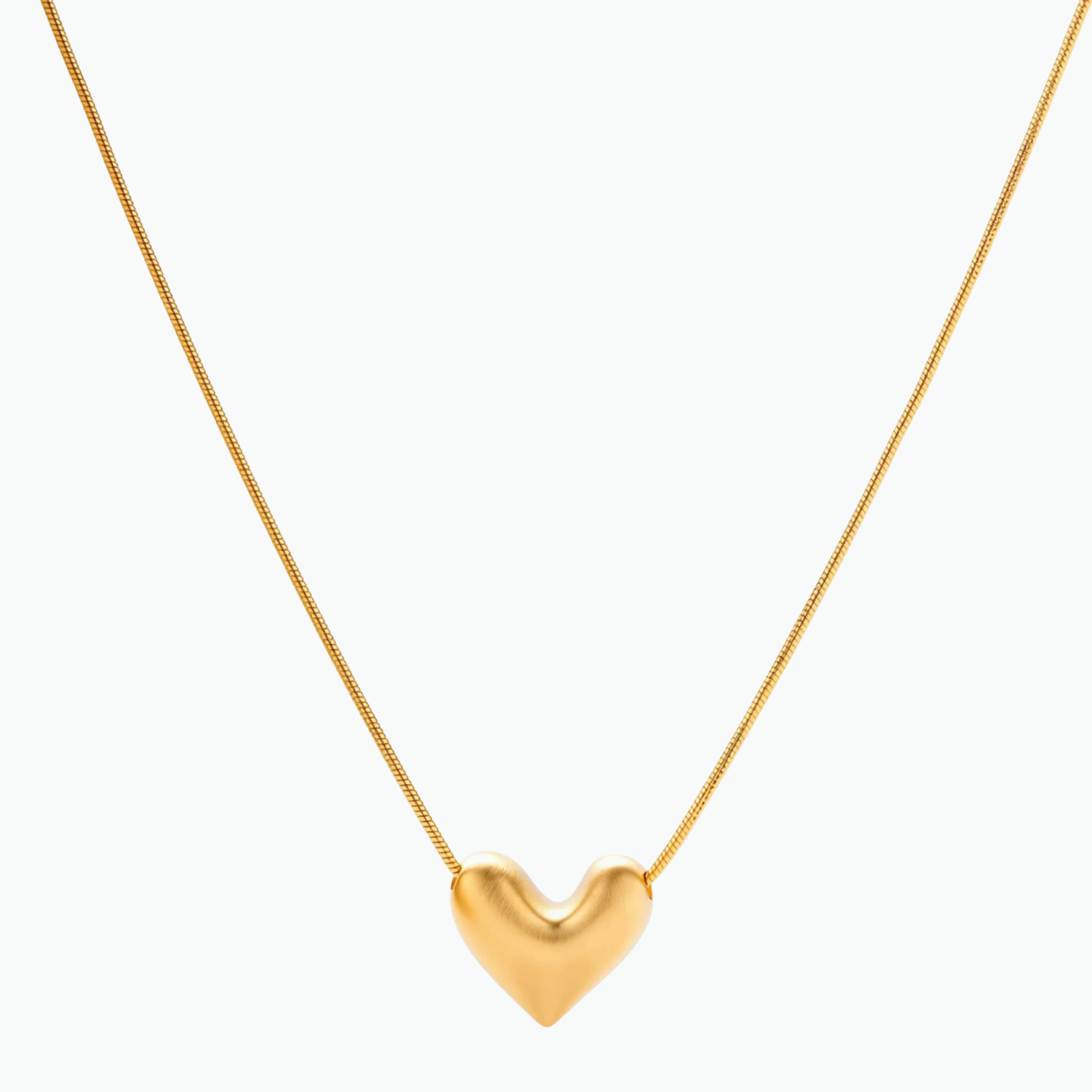 Minimalist Golden Heart Necklace in Sterling Silver and 18K Gold