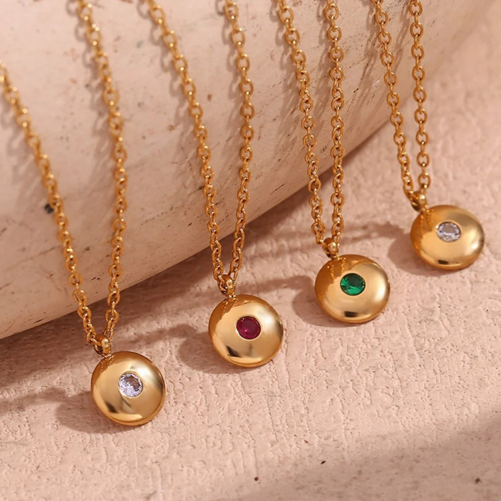 Birthstone Minimalist Cat's Eye Pendant Necklace