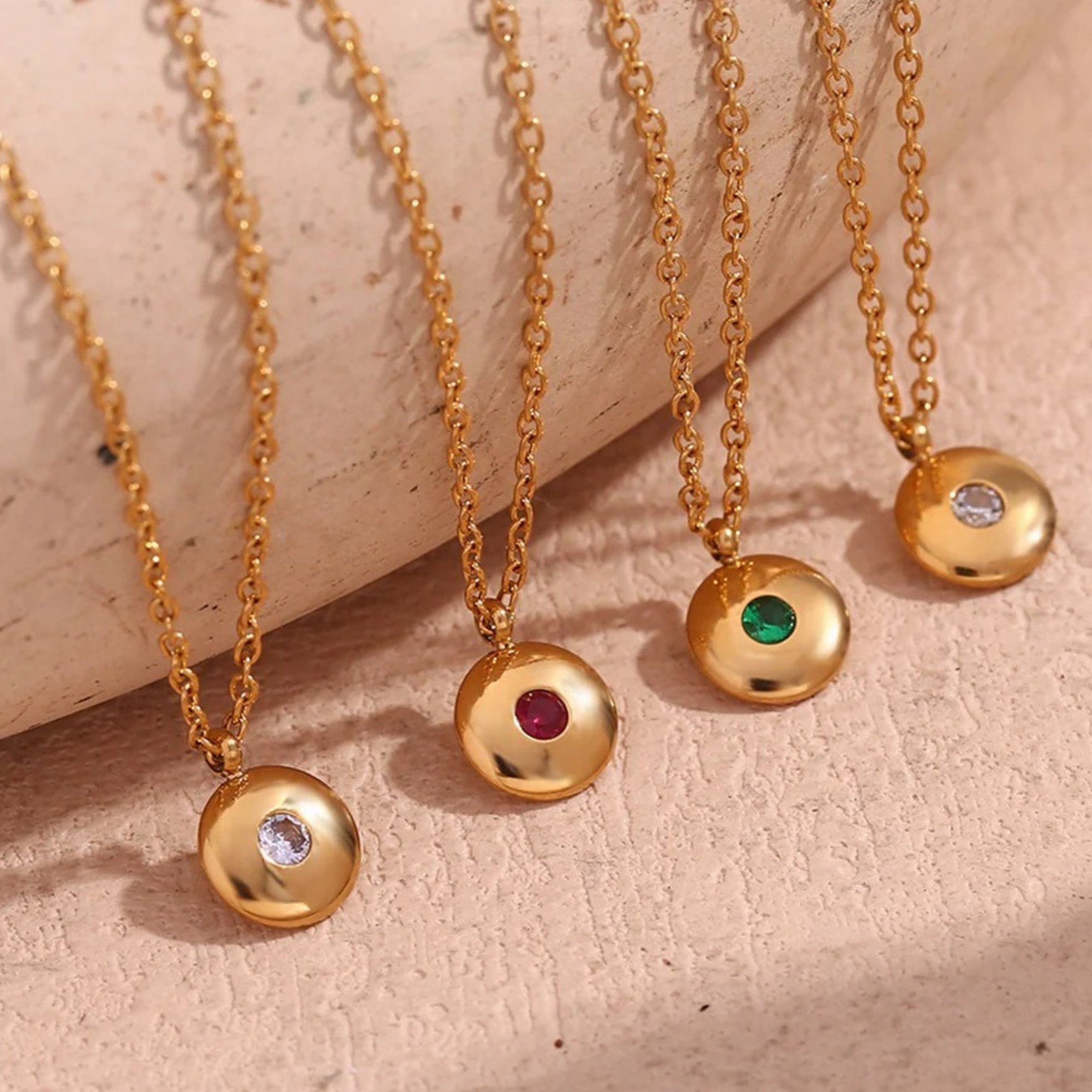 Birthstone Minimalist Cat's Eye Pendant Necklace