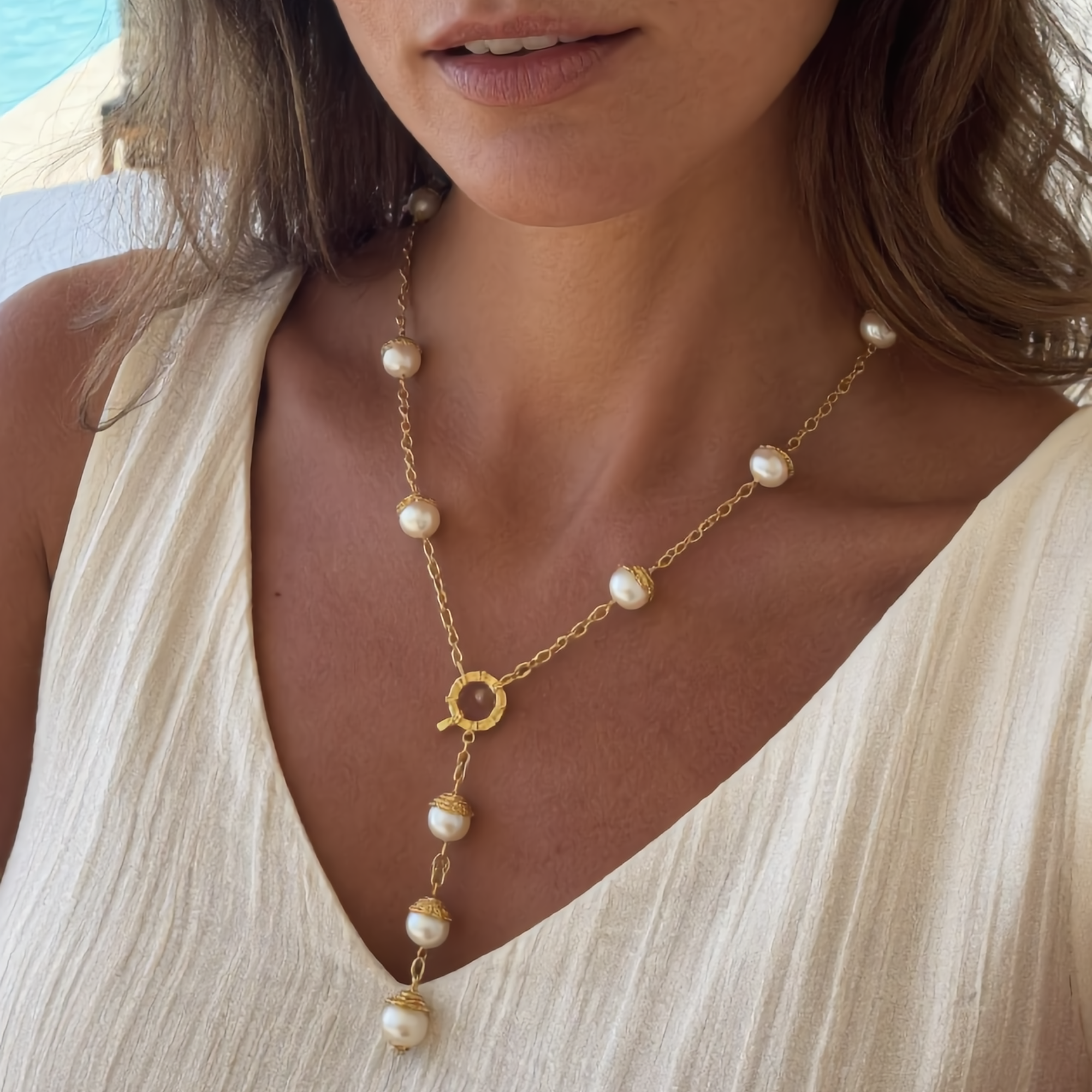 Baroque Pearl Station Necklace