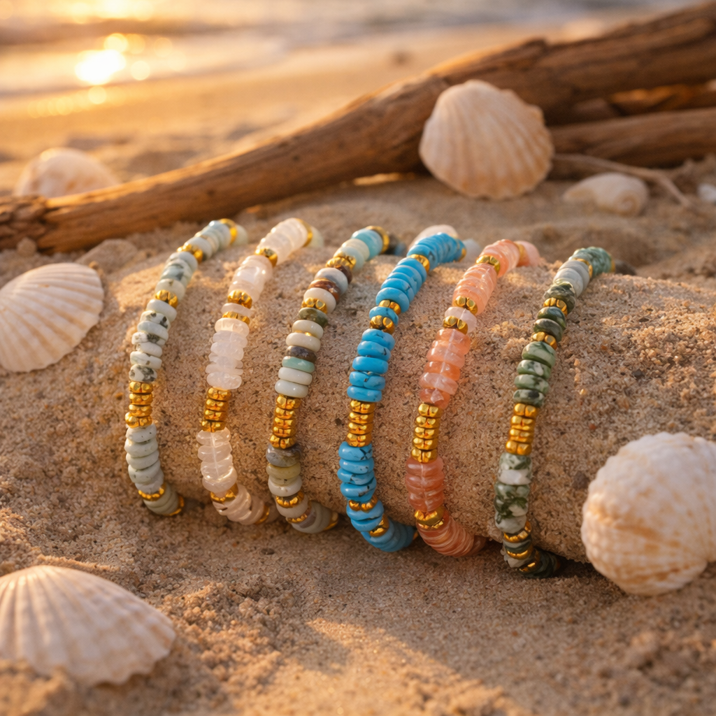 Boho Colorful Natural Stone Layering Bracelet