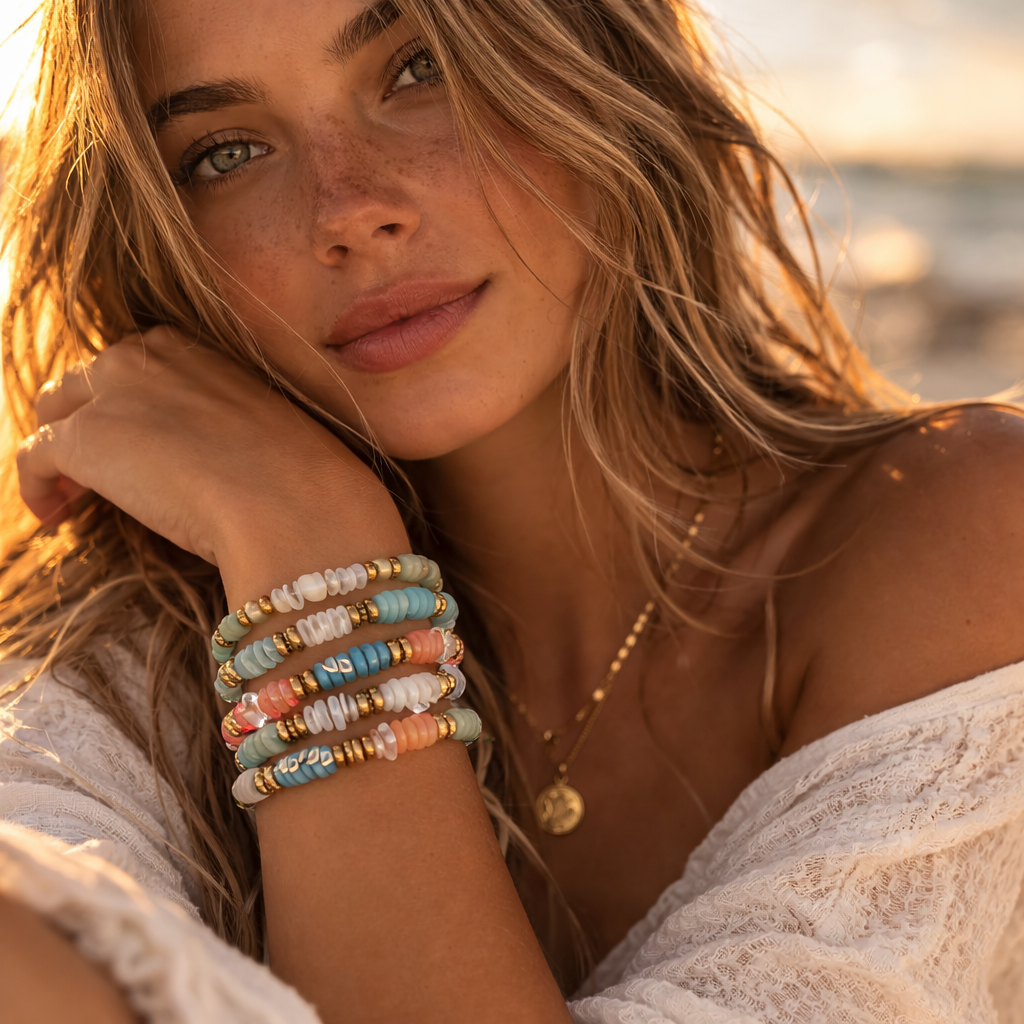 Boho Colorful Natural Stone Layering Bracelet