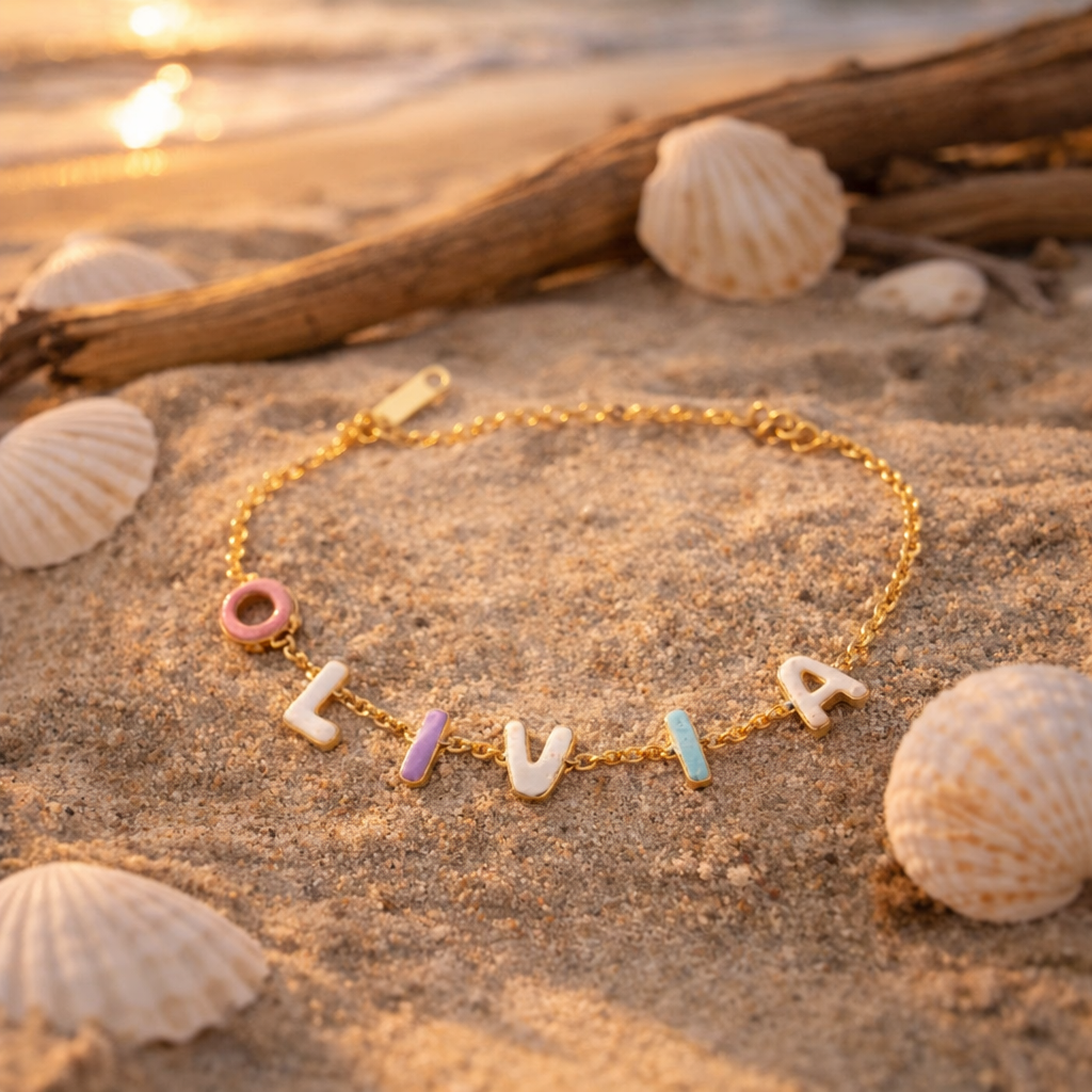 Custom Enamel Letter Bracelet