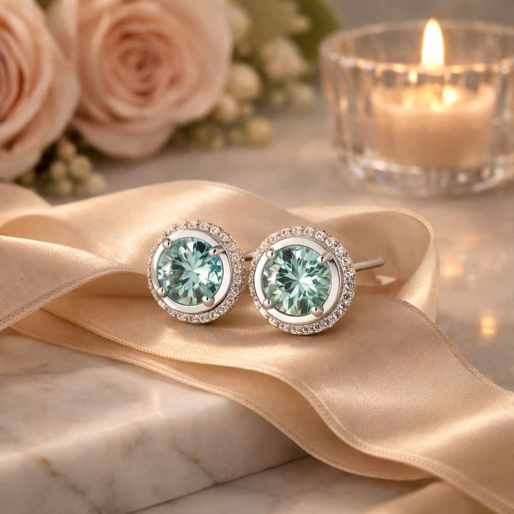 Heirloom Emerald Spark Halo Studs