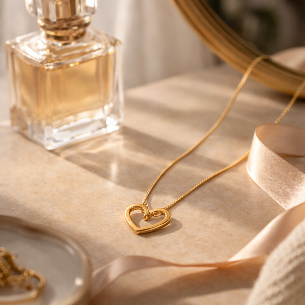 Minimalist 18K Gold Heart Pendant Necklace