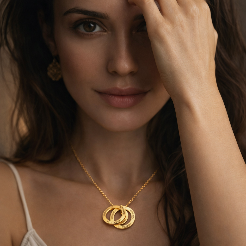Russian Ring Multiple Name Necklace