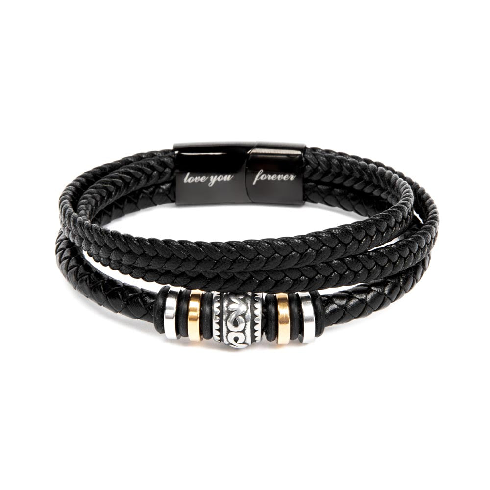 For Him - Braided Leather Steel Bracelet