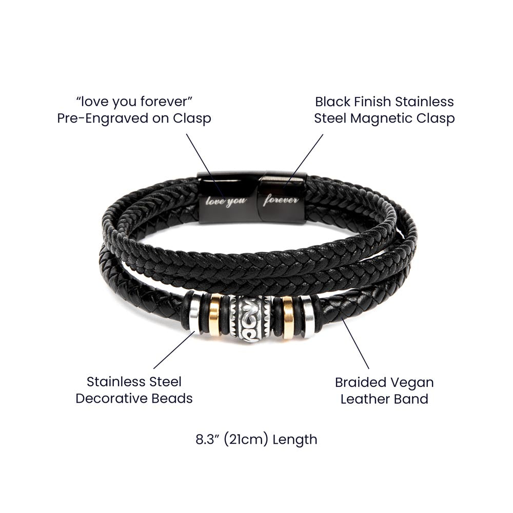 For Him - Braided Leather Steel Bracelet