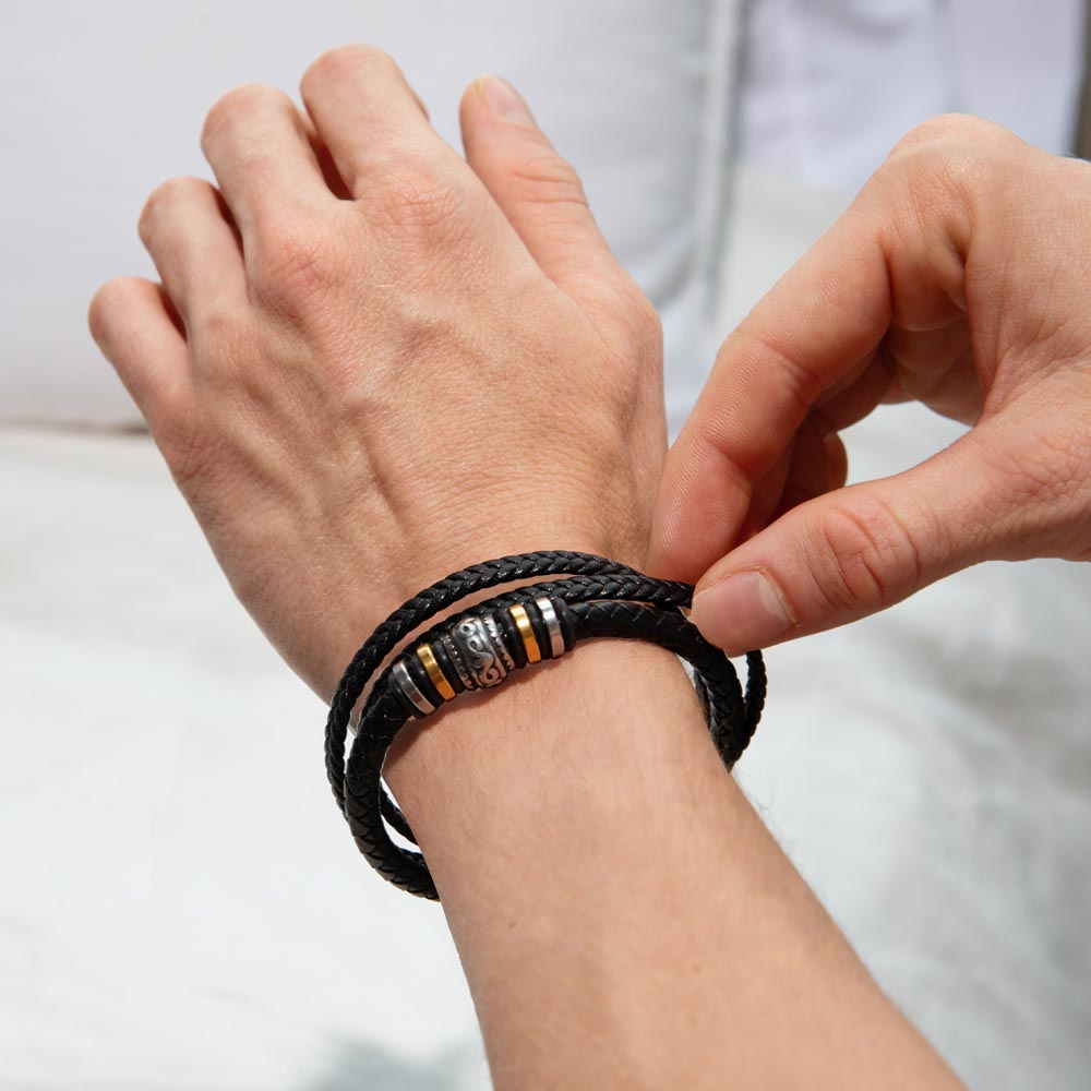 For Him - Braided Leather Steel Bracelet