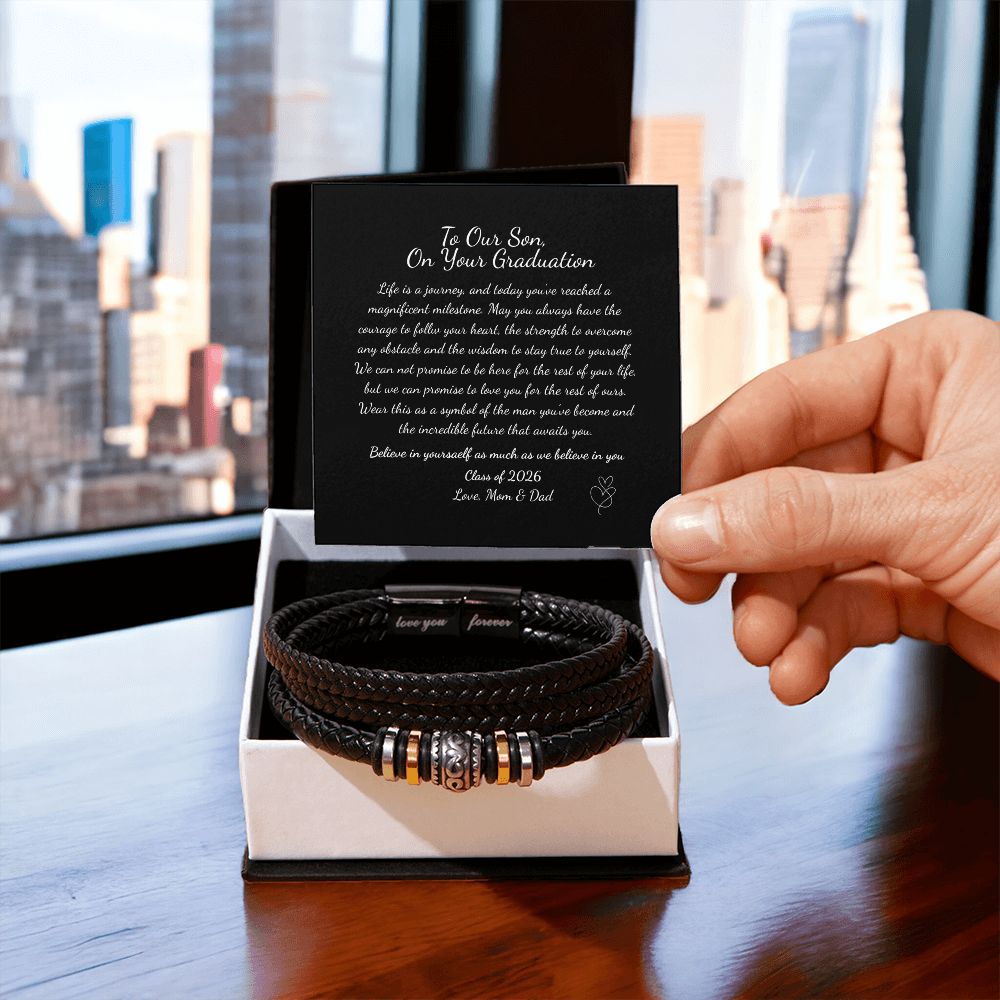 For Him - Braided Leather Steel Bracelet