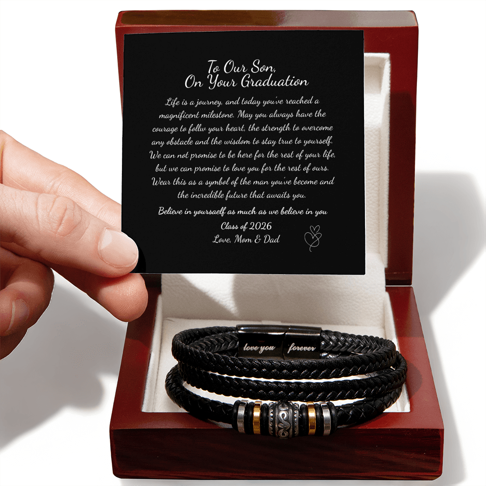 For Him - Braided Leather Steel Bracelet