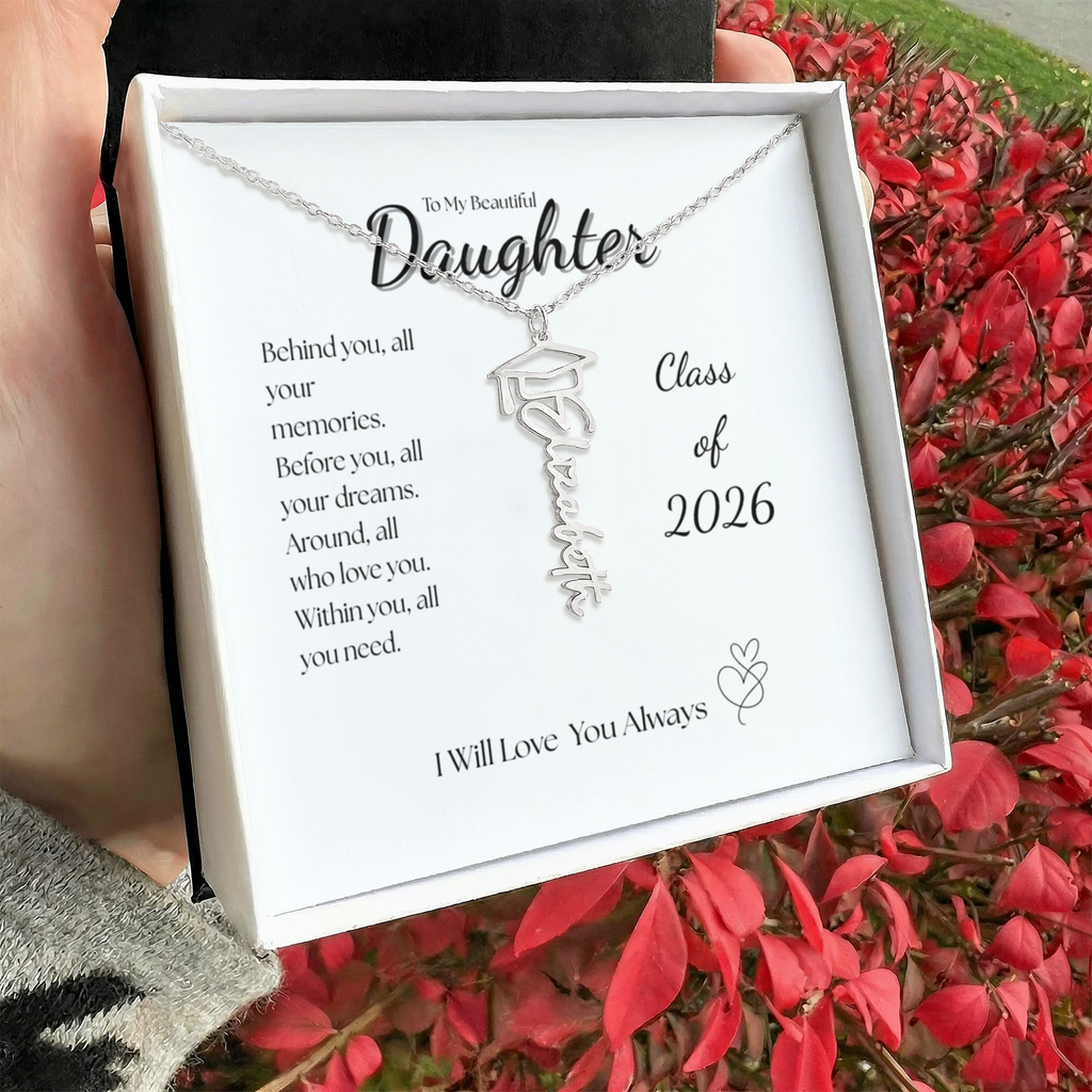Graduation Cap Name Necklace