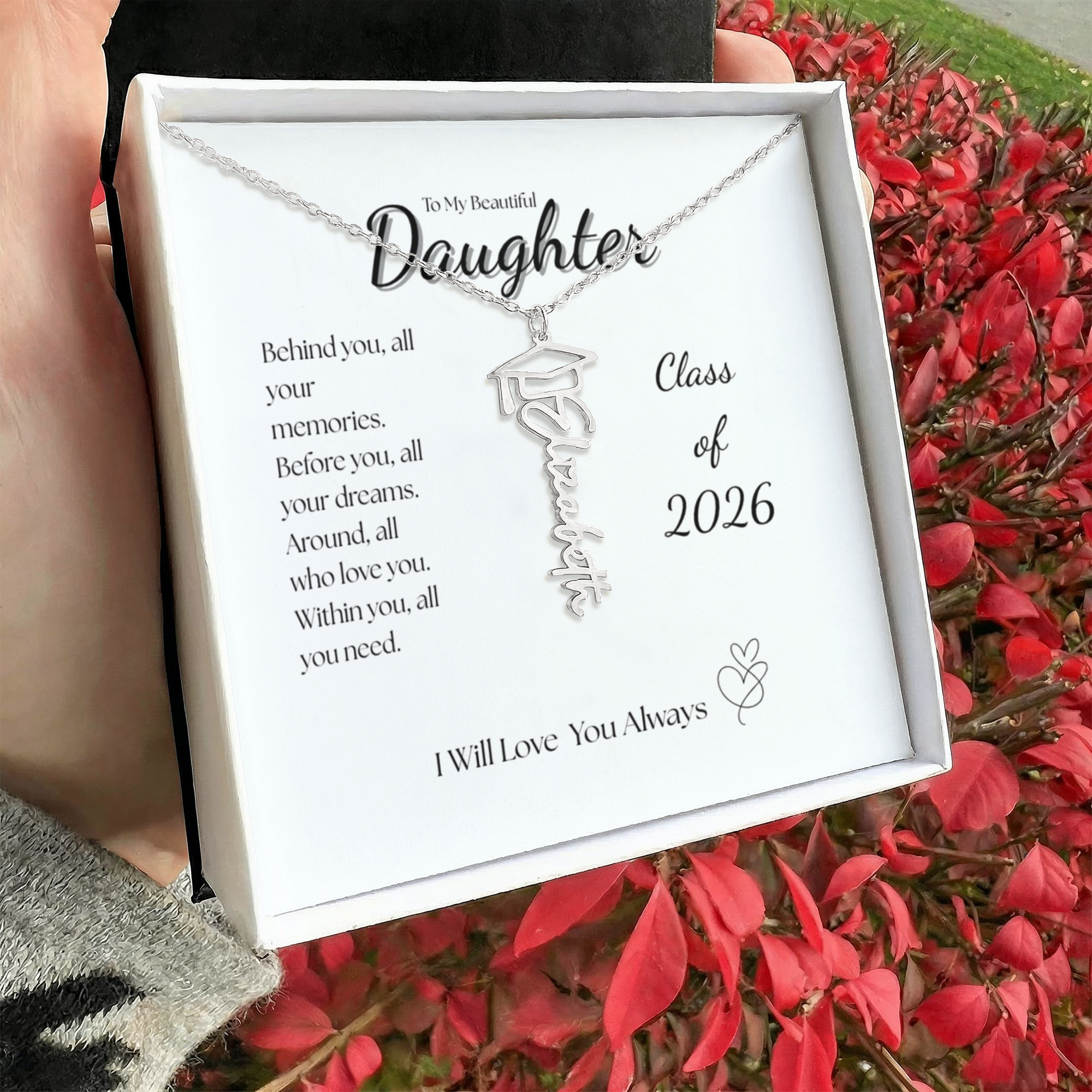 Graduation Cap Name Necklace