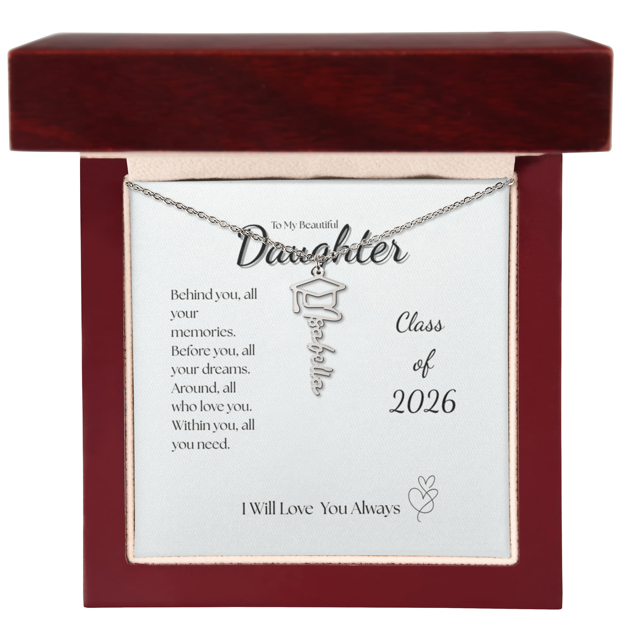 Graduation Cap Name Necklace