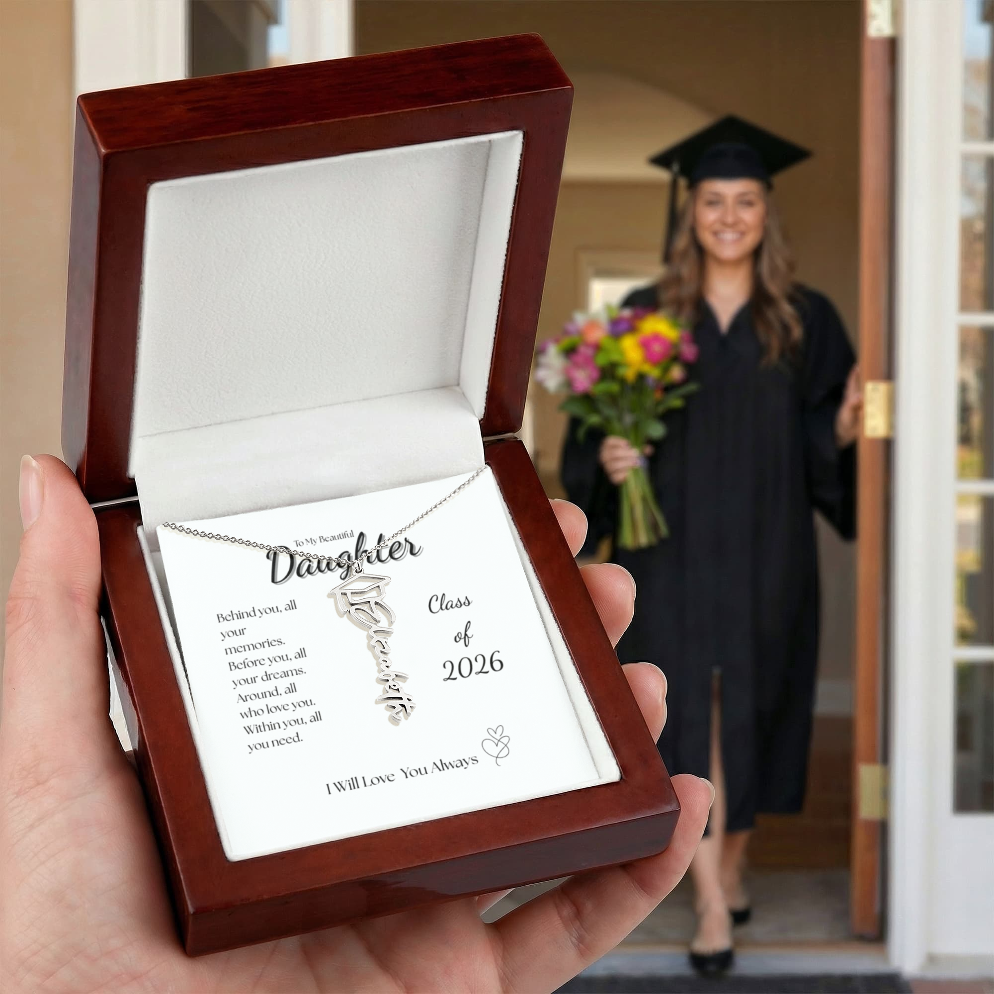 Graduation Cap Name Necklace