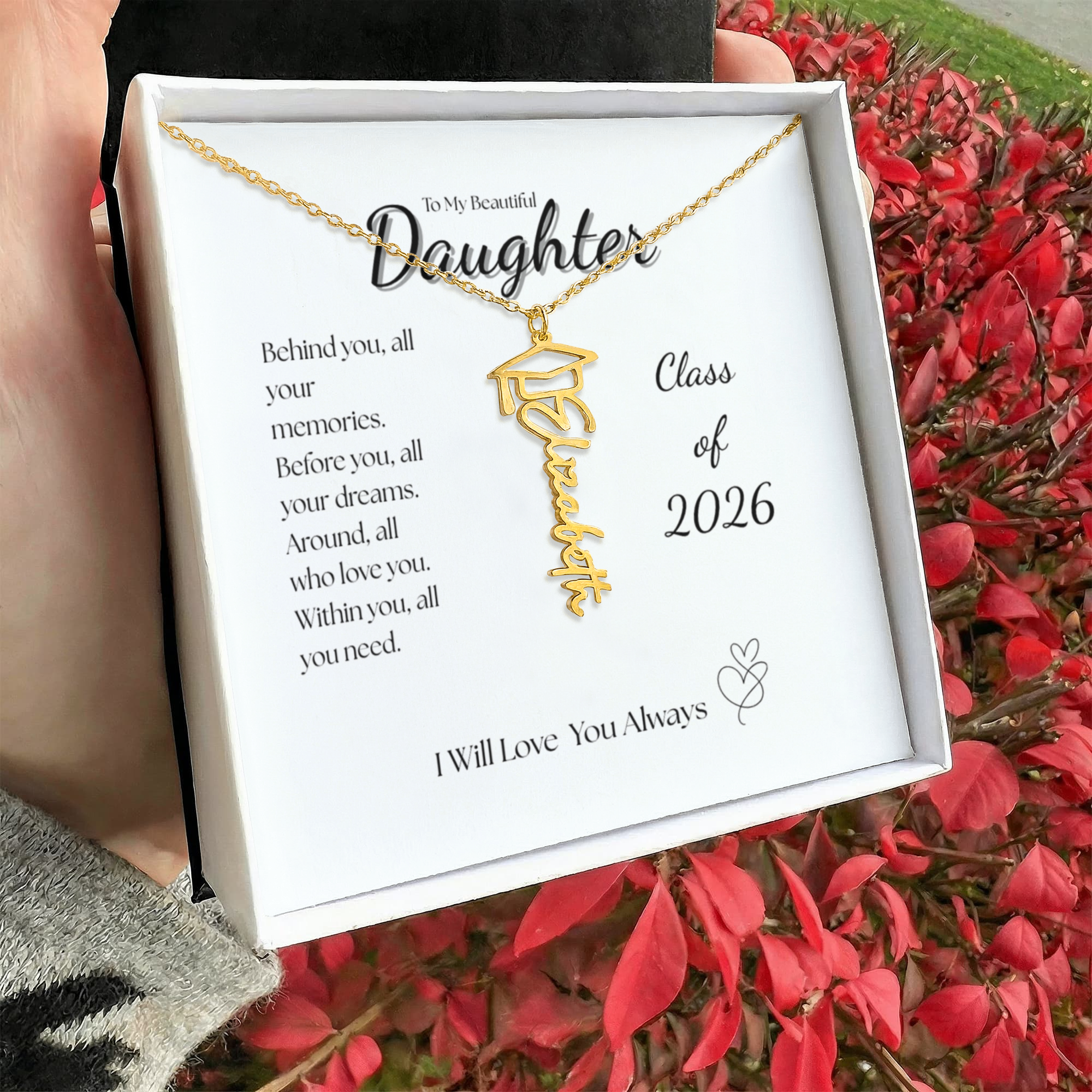 Graduation Cap Name Necklace